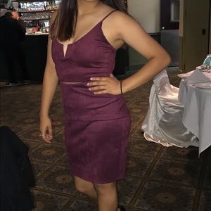 A cute burgundy skirt and shirt